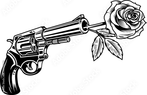 gun and rose