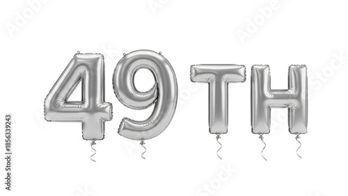 3D 49th Anniversary or Birthday Balloons on transparent background