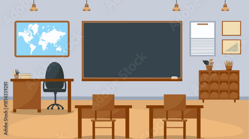 classroom with blackboard