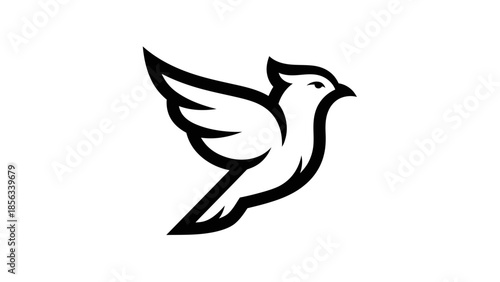 Elegant Black and White Bird Logo Design Flying Gracefully.