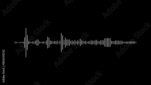 Abstract white audio frequency waveform animation on transparent background, minimal music sound wave icon animation.