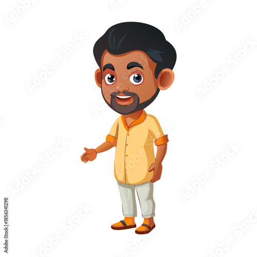 2d Indian man cartoon character ready for animation moral stories, made by adobe illustrator and ready for animate cc.