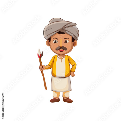2d Indian man cartoon character ready for animation moral stories, made by adobe illustrator and ready for animate cc.