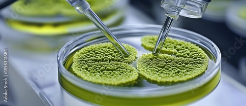 Petri dishes filled with algae strains
