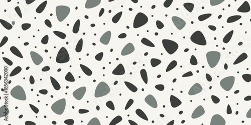 Seamless Abstract Terrazzo Textile Pattern with Scattered Organic Shapes Modern Vector Fabric Design