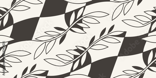 Seamless Modern Checker Wallpaper Pattern with Softened Edges Minimalist Vector Interior Decor Background