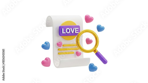 3D Searching for Love on transparent background