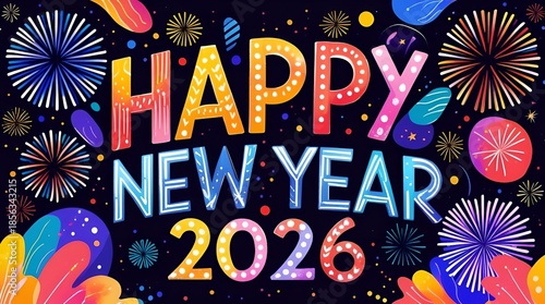 Artistic Happy New Year 2026 illustration