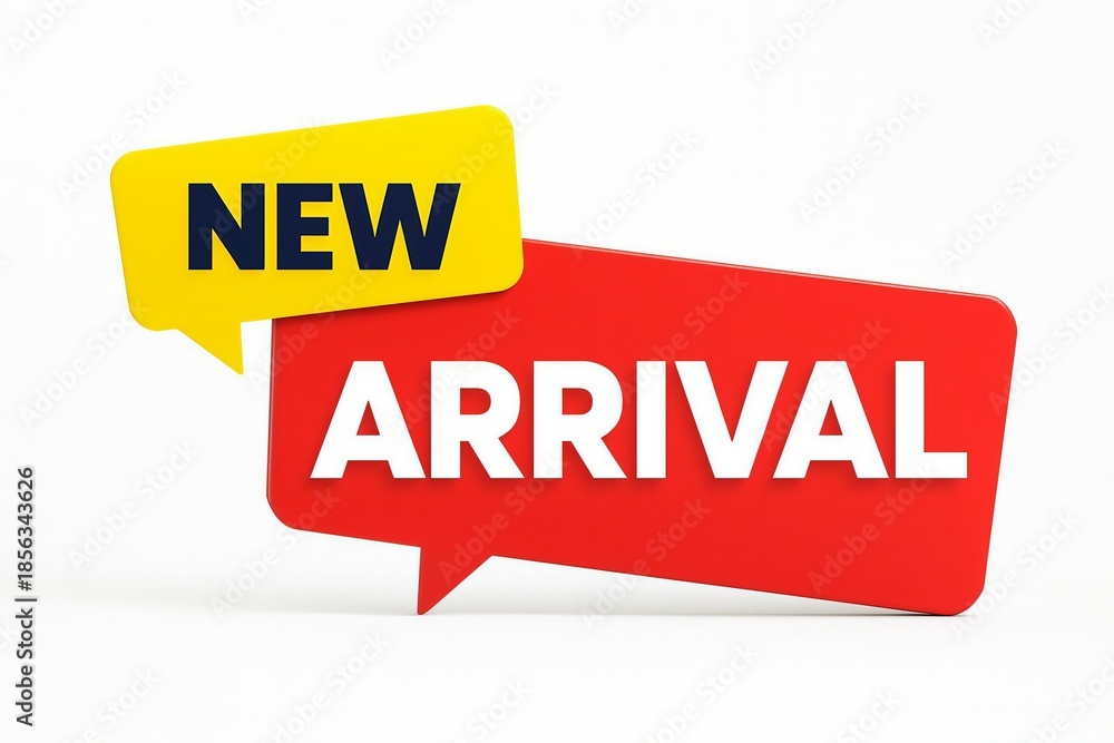 Fototapeta premium New arrival announcement sign with speech bubbles