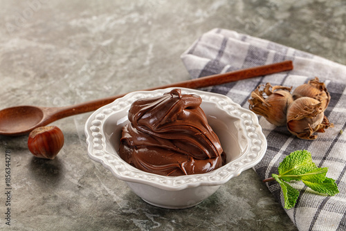 Obraz na plátně Yummy Chocolate paste with nuts