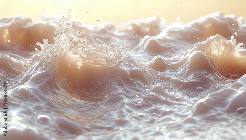 Fototapeta premium Ocean water with splashes is lit by sun. Great background for themes like clean or fresh.