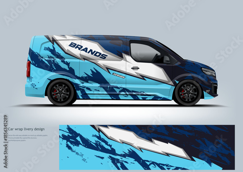 Stylish automotive wrap design showcasing dynamic stripe elements on a modern hatchback vehicle. Suitable for visual presentations related to transportation, vehicle customization, and graphic design 