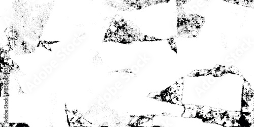 Abstract black and white textural image featuring fragmented shapes and a hazy indistinct form reminiscent of a face