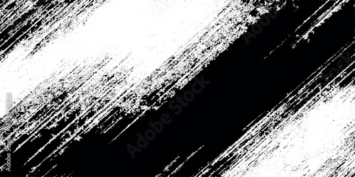 Abstract black and white brush strokes create a dynamic textured pattern with strong diagonal lines and contrast