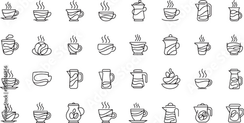 Minimalist Coffee and Tea Icon Set