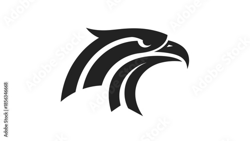 Stylized Black Eagle Head Silhouette Graphic Design.