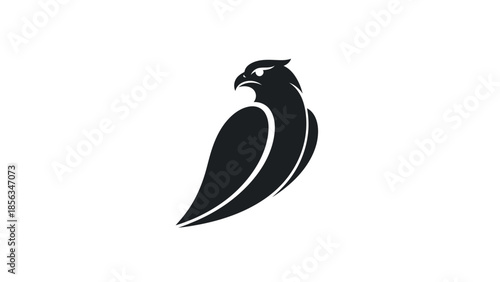 Stylized Black Silhouette of a Majestic Hawk in Profile.