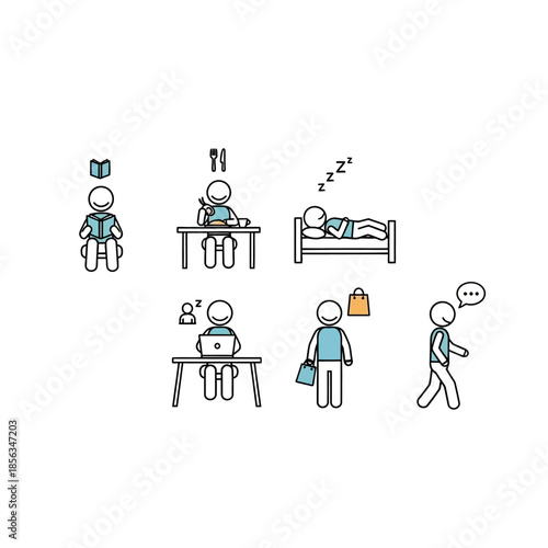 Simple Human Activities Illustration For Everyday Life Usage