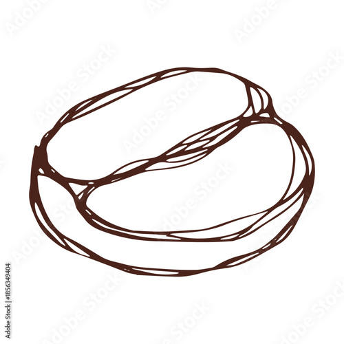 Hand drawn fresh roasted coffee bean Arabica robusta seed doodle Single element for print, web, design, decor
