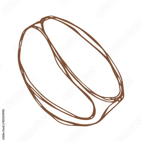 Hand drawn fresh roasted coffee bean Arabica robusta seed doodle Single element for print, web, design, decor