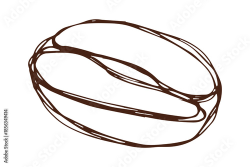 Hand drawn fresh roasted coffee bean Arabica robusta seed doodle Single element for print, web, design, decor