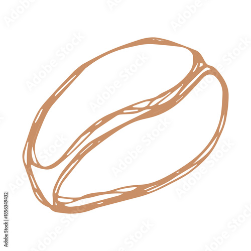 Hand drawn fresh roasted coffee bean Arabica robusta seed doodle Single element for print, web, design, decor
