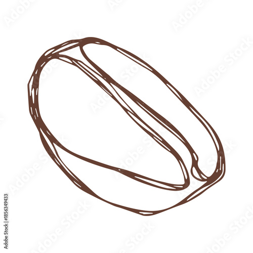 Hand drawn fresh roasted coffee bean Arabica robusta seed doodle Single element for print, web, design, decor