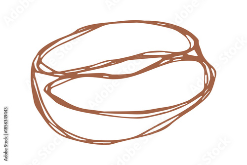 Hand drawn fresh roasted coffee bean Arabica robusta seed doodle Single element for print, web, design, decor