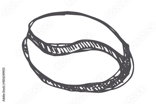 Hand drawn fresh roasted coffee bean Arabica robusta seed doodle Single element for print, web, design, decor