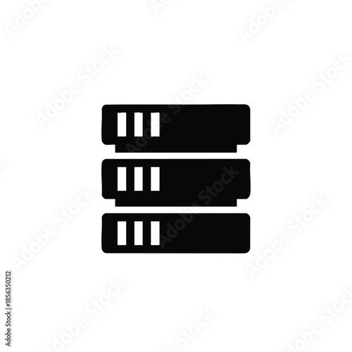 Graphic illustration of three stacked server computers with ventilation slits on a plain white background.