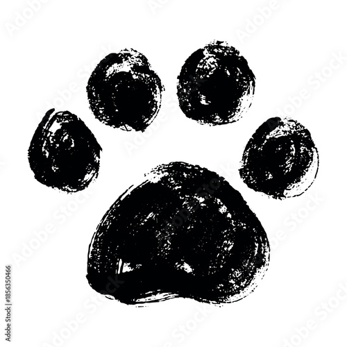 Hand drawn cute cat's paw Cat, dog, animal footprint in doodle style Single element for print, web, design, decor, greeting cards, children's prints