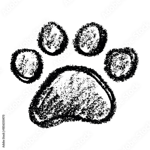 Hand drawn cute cat's paw Cat, dog, animal footprint in doodle style Single element for print, web, design, decor, greeting cards, children's prints