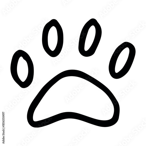 Hand drawn cute cat's paw Cat, dog, animal footprint in doodle style Single element for print, web, design, decor, greeting cards, children's prints