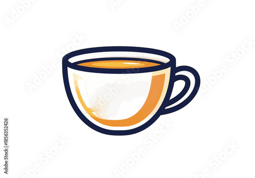 Illustration of a Cup of Tea or Coffee with Dark Outline.