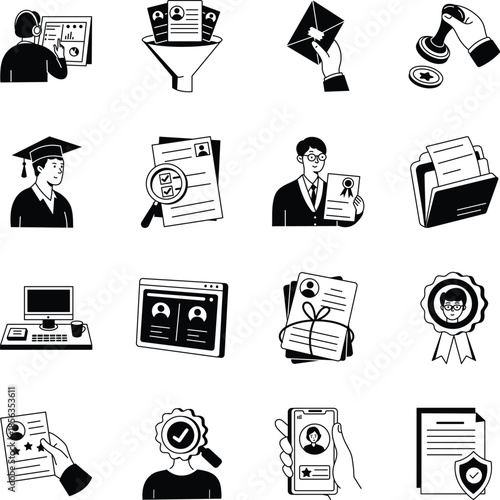 Pack of Employment Glyph Style Illustrations 
