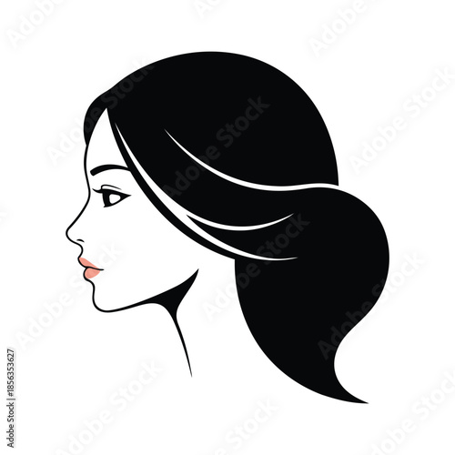 Beautiful profile of young woman- vector