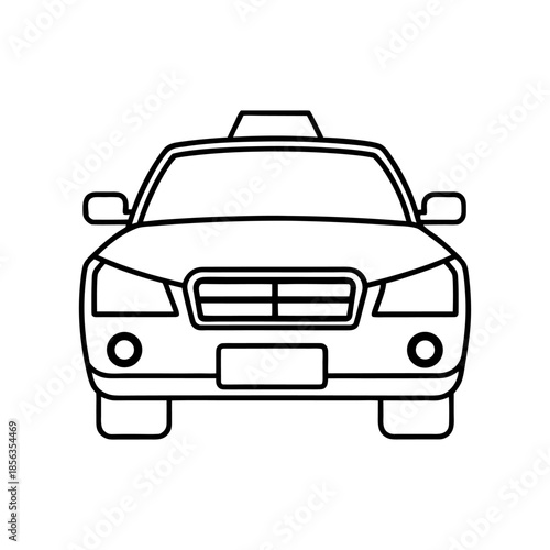 Police Patrol Car Front View Line Art Vector Minimal And Simple White Background Only