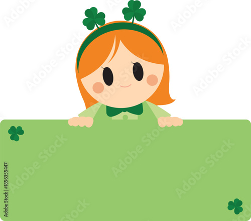 Cute Girl in Shamrok Sign Board