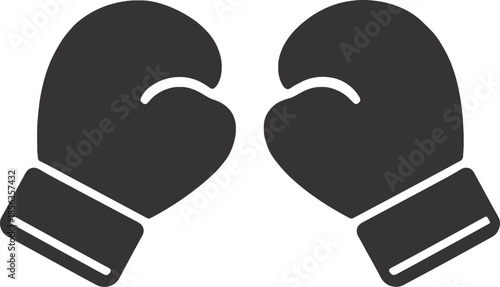 Boxing gloves pair black vector icon silhouette illustration