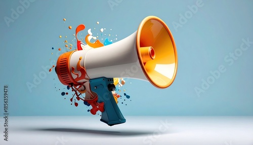 Megaphone with Colorful Splatter.