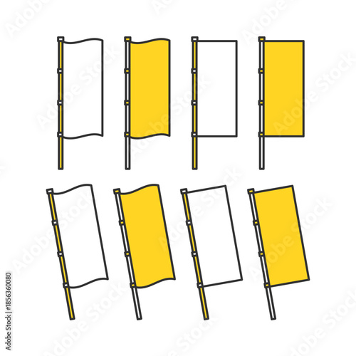 のぼり旗。フラッグのアイコンセット。Banner flag. Flag icon set.