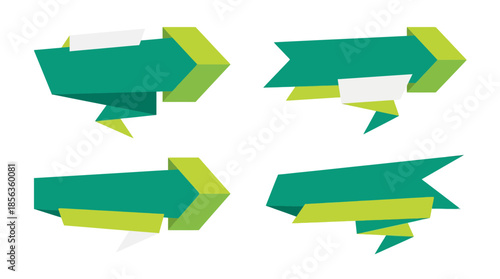 Four green arrows pointing in different directions, arranged in a square formation on a white background, illustrated graphics