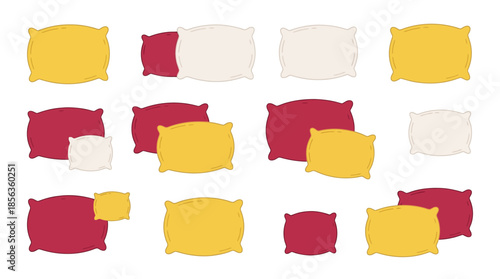 Abstract colorful shapes arranged in a grid pattern on a white background