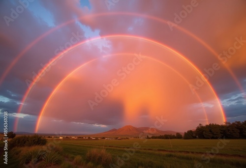 Vivid Rainbow Arching Across Dramatic Sky After Summer Thunderstorm Capturing Elfium's Essence