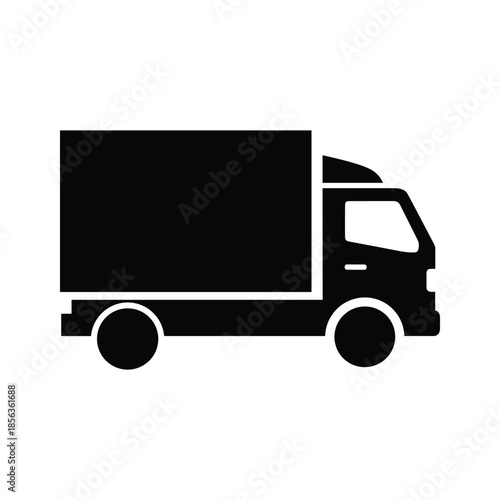 Delivery truck silhouette on white background
