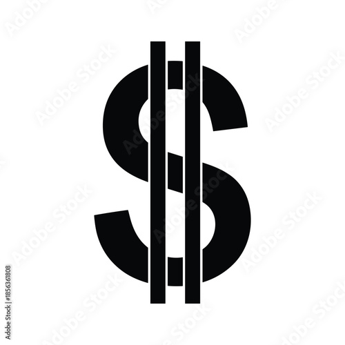 Dollar sign symbol with vertical lines