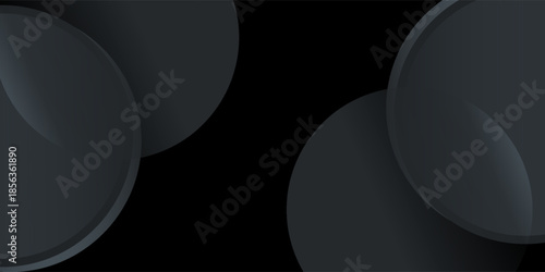 Dark abstract background with dynamic gradient circles. Creative design of overlapping circles. Simple and modern geometric pattern elements for covers, banners, certificates, and cards