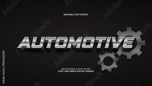 Canvas-taulu Automotive Metallic 3D Text Effect with Chrome Steel Style and Gear Elements
