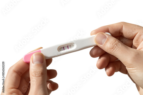 Hands Holding a Positive Pregnancy Test Strip