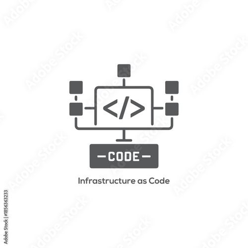 Minimal Infrastructure as Code Icon for DevOps Automation, Cloud Configuration Management, Software Deployment Pipeline, Flat Outline Vector Illustration Design

